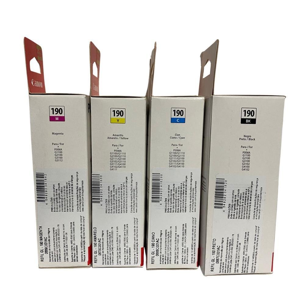 Imagem 4 de 5 do produto Kit 5 Refil Tinta G190 Bk, C, Y, M G4100, G3100