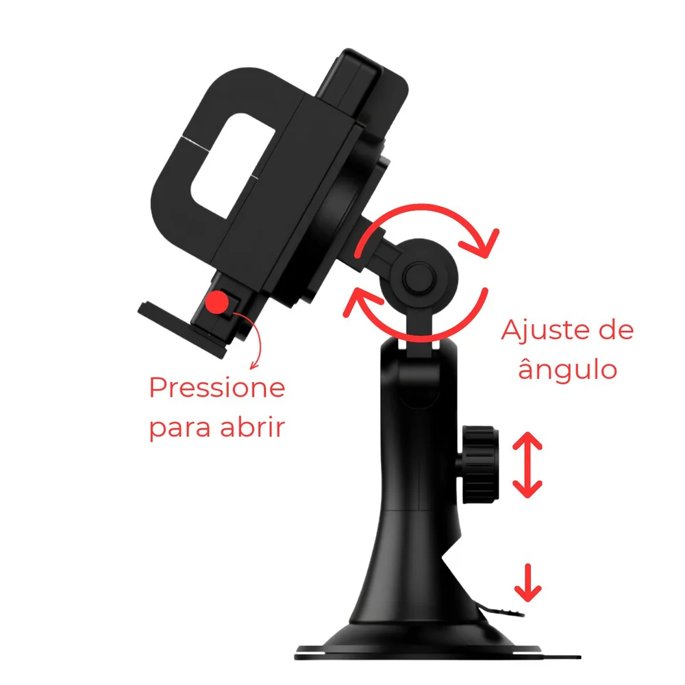 Imagem 5 de 5 do produto Suporte Celular Veicular Shop35, Articulado, Pressão De Vidro, Com Ventosa
