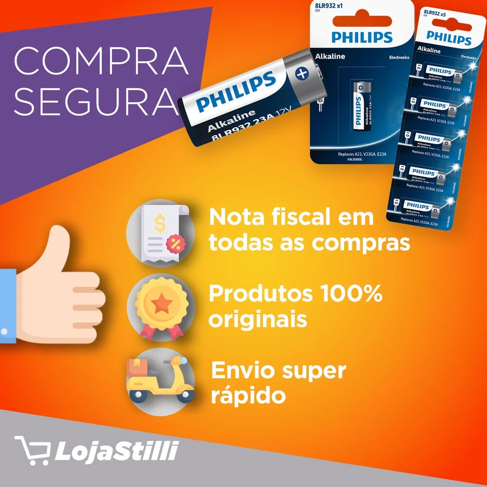 Imagem 3 de 5 do produto Bateria Philips Alcalina, Lr23, Cartela Com 5 Unidades, 8lr932p5b/59