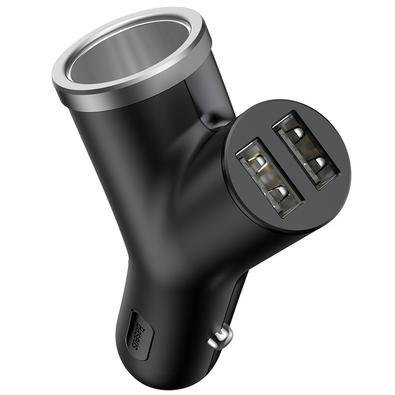Carregador Duplo De Carro USB Tipo-C Baseus, Mi3.4 - Preto