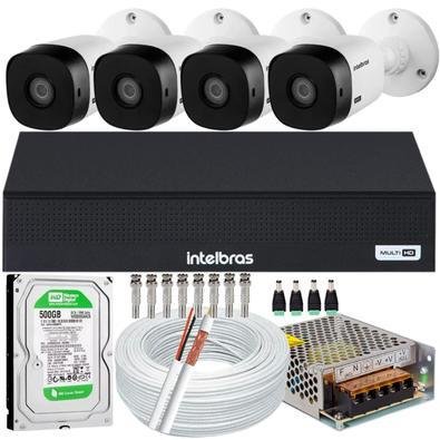 Kit 4 Câmeras Intelbras Vhl 1220b Full HD Dvr De 8ch - 1008-c 500gb