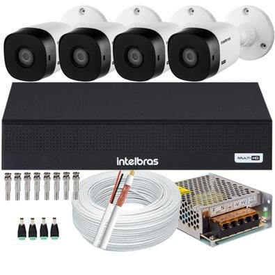 Kit Dvr Intelbras 8 Canais 1008c H.265, Sem Hd, 4 Câmeras Vhl 1220 Full HD 1080p 2Mp