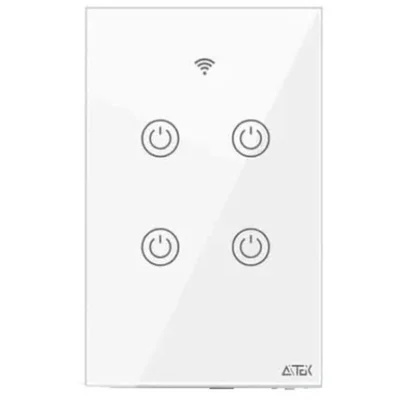 Interruptor Touch Aitek Wi-Fi Inteligente, 4 Botões, Alexa Google