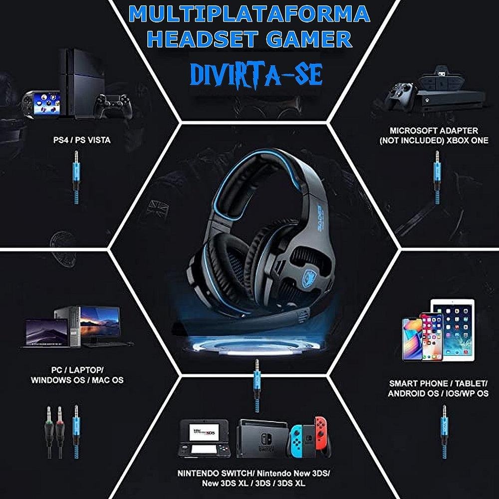 Imagem 2 de 5 do produto Headset Gamer Sades Ppower, Multifuncional, Celular, Pc, Xbox, Ps4, Ps5