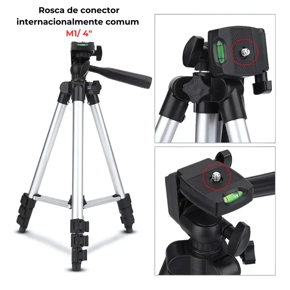 Tripé Universal Para Celular, Câmera Fotográfica, 1m, Alumínio - Shop35 Tripé Universal Para Celular, Câmera Fotográfica, 1m, Alumínio - Shop35