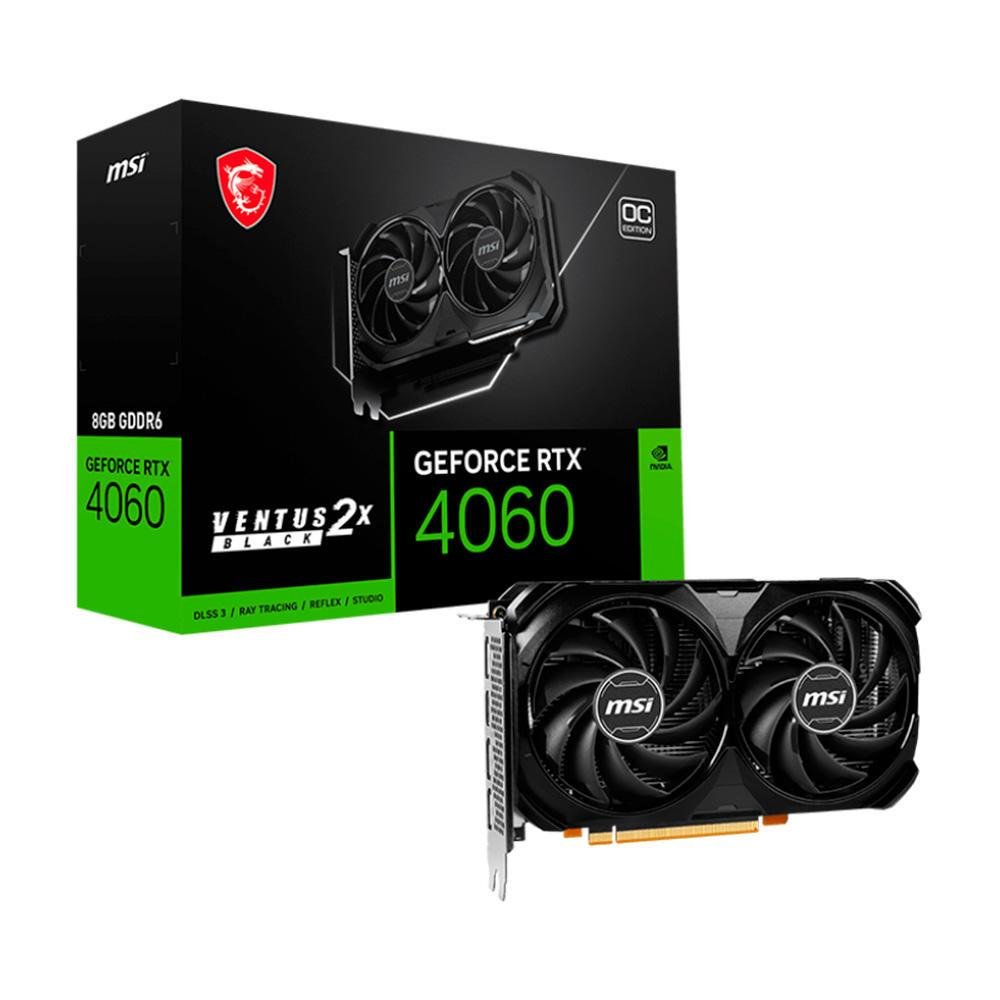 Placa de Vídeo Msi Rtx 4060 Ventus 2x Black Oc 8gb Ddr6 912-v516-012