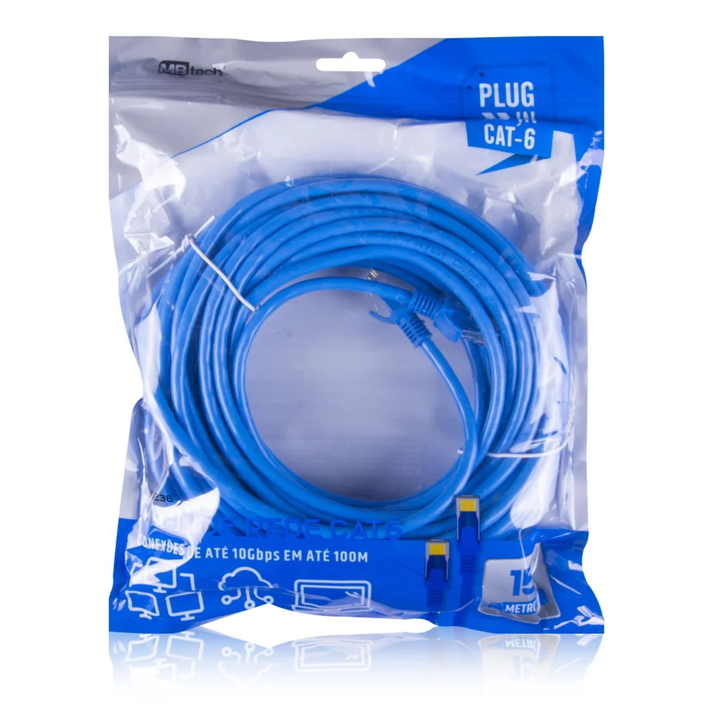 Imagem 2 de 2 do produto Cabo De Rede Cat 6 Mbtech, 15 Metros