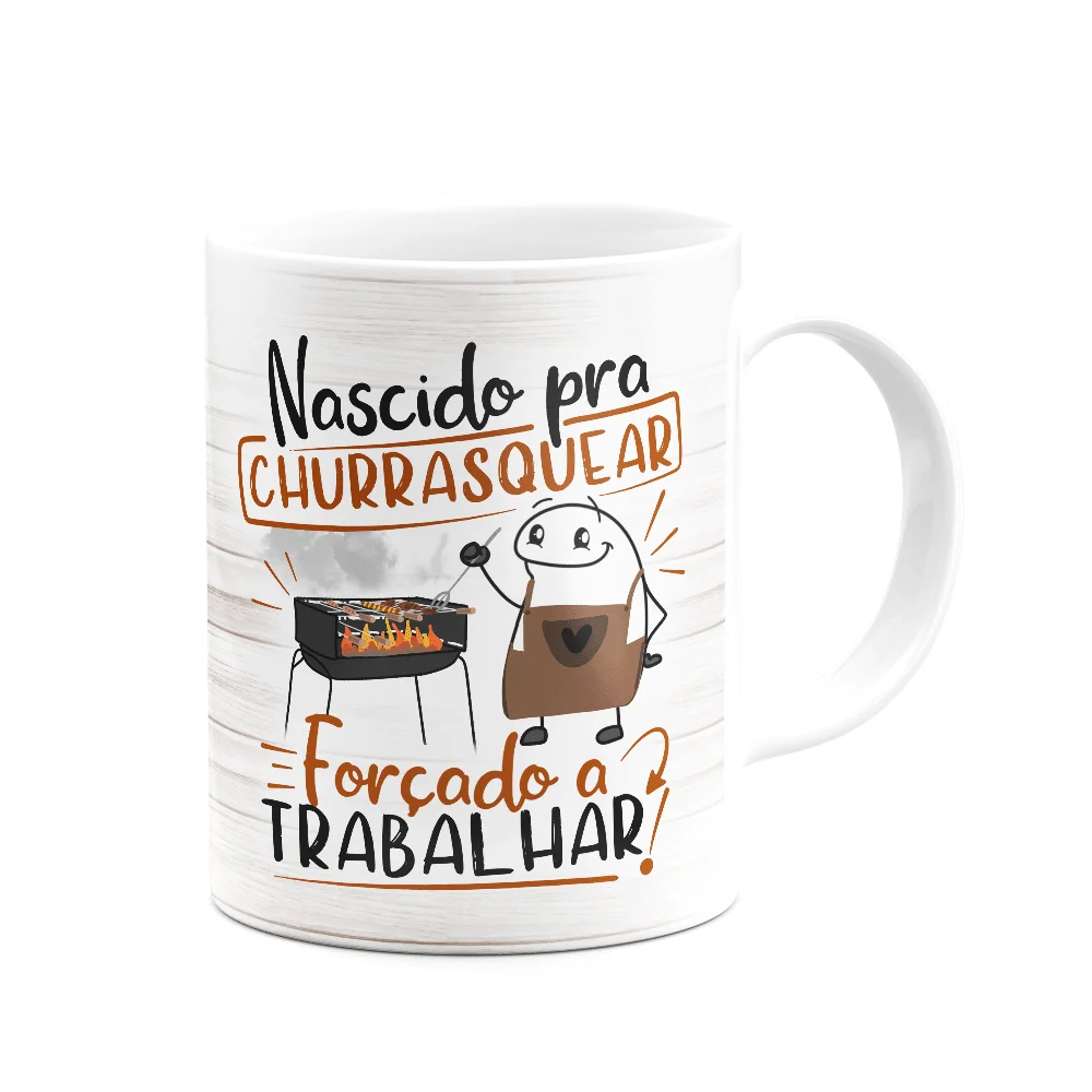 Imagem 3 de 3 do produto Caneca Divertida Flork - Nascido Pra Churrasquear! 325ml