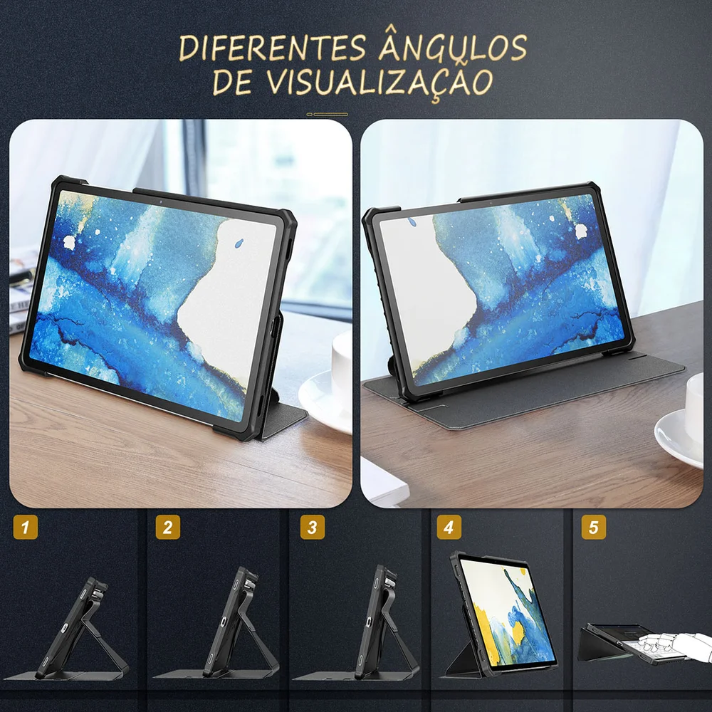 Imagem 2 de 5 do produto Capa Premium Flex Cover Tab S8 11 Pol. 2022, Sm-X706, Com Suporte S Pen E Função Wake Sleep, Preta