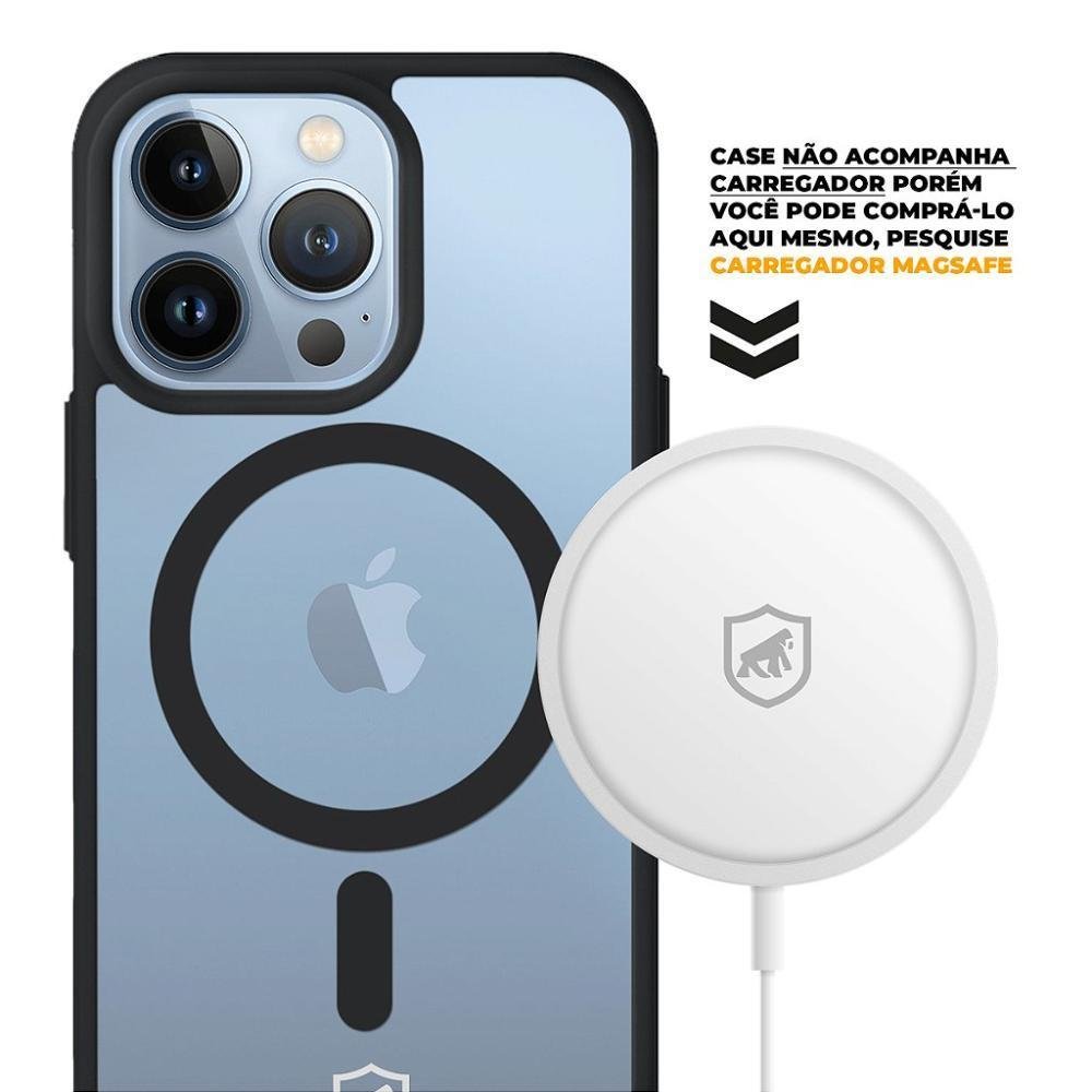 Imagem 2 de 5 do produto Kit Capa Magsafe Preta + Película Dual Glass, Preta, Para Iphone 13 Pro - Gshield