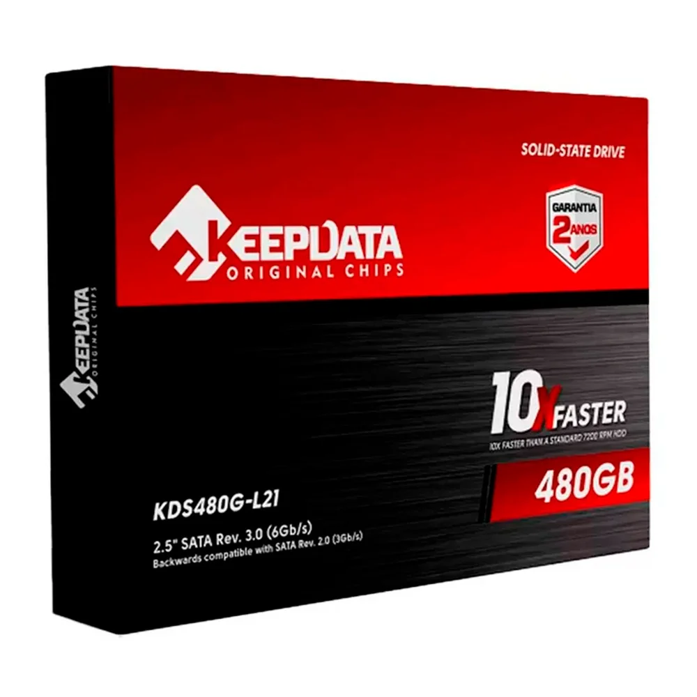 Imagem 3 de 5 do produto SSD Keepdata 480GB,  Kds480g-l21, 500 Mb/s De Leitura - Prata/Vermelho