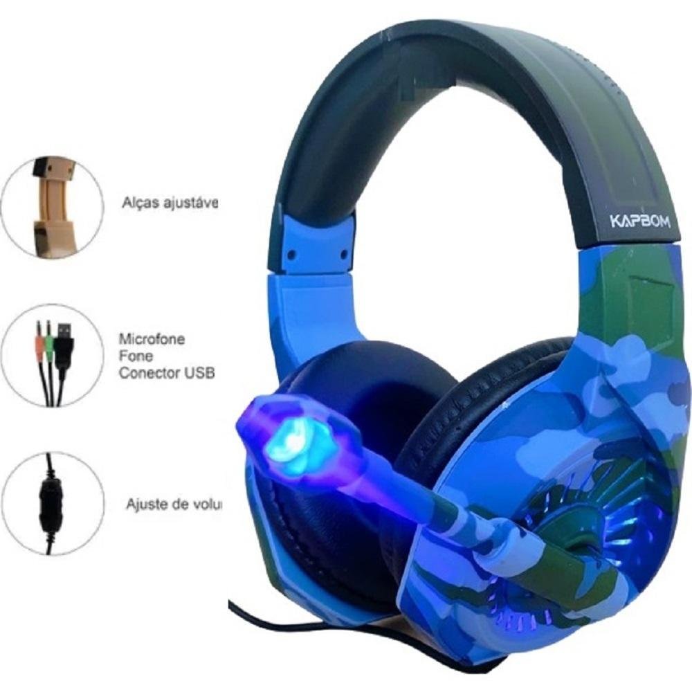 Headset Gamer, Fone Com Adaptador Para Pc E Games