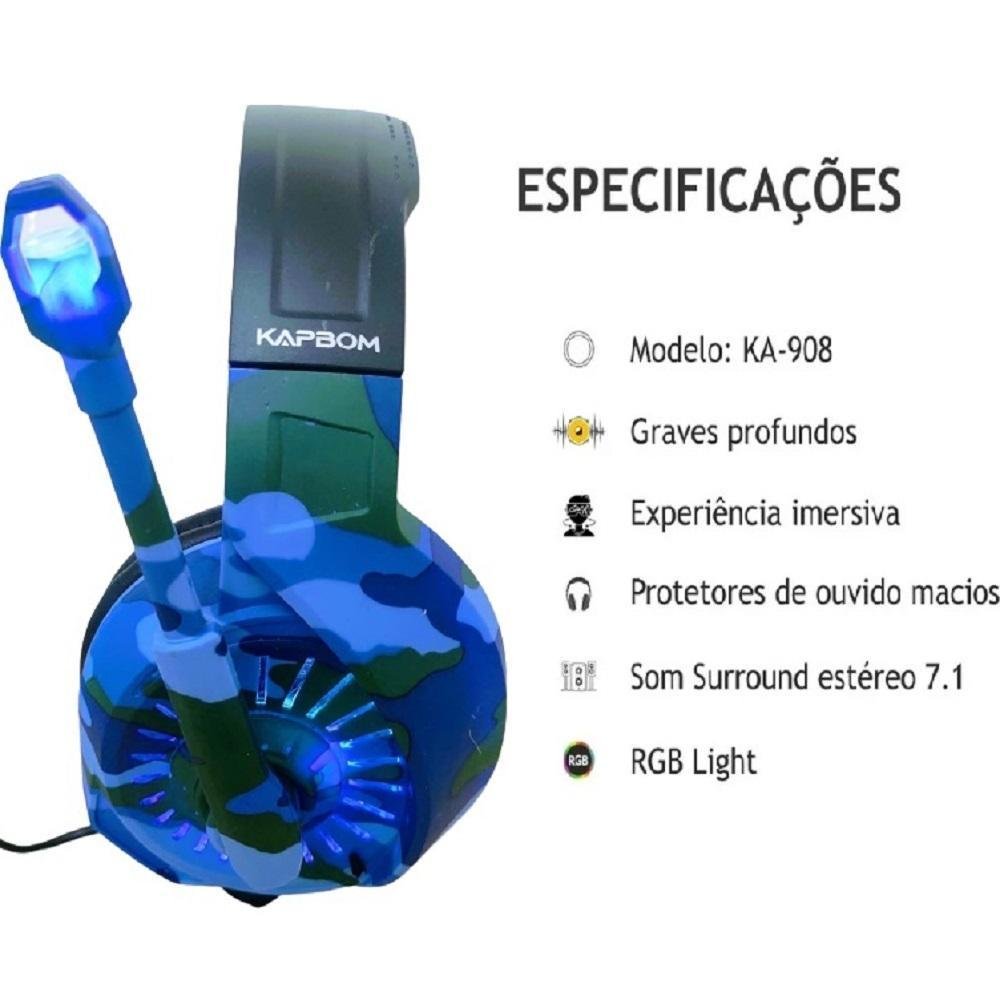 Headset Gamer, Fone Com Adaptador Para Pc E Games