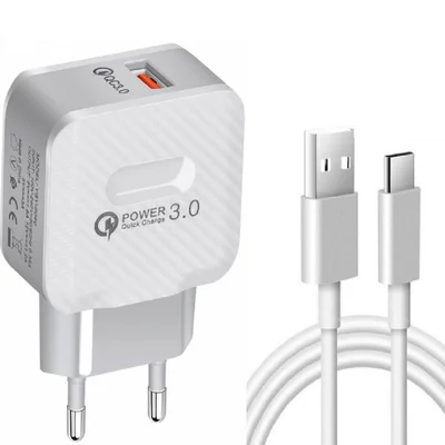 Carregador Turbo Qualcomm 3.0, Tipo C, 1 Metro, 3a, Sumexr
