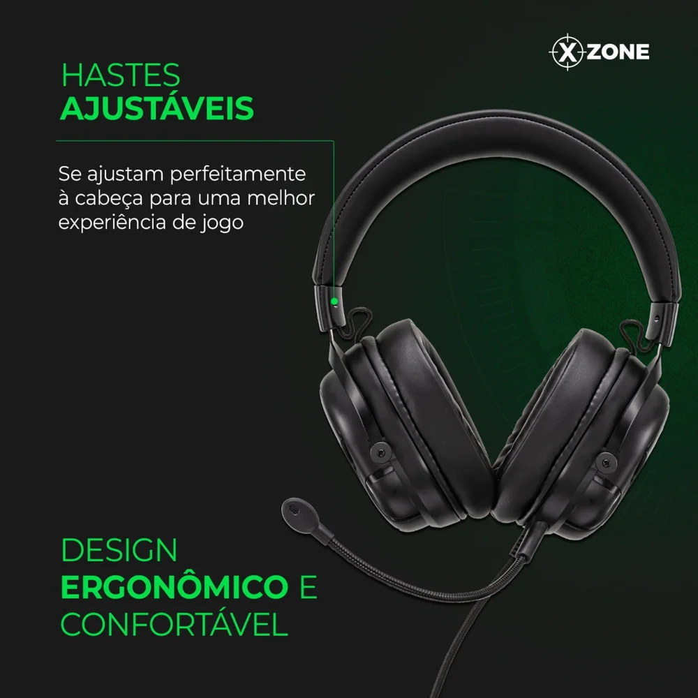 Headset Com Fio Gamer X-zone 7.1, RGB, 50mm, Compativel Com PS, XBOX, PC, Preto Headset Com Fio Gamer X-zone 7.1, RGB, 50mm, Compativel Com PS, XBOX, PC, Preto