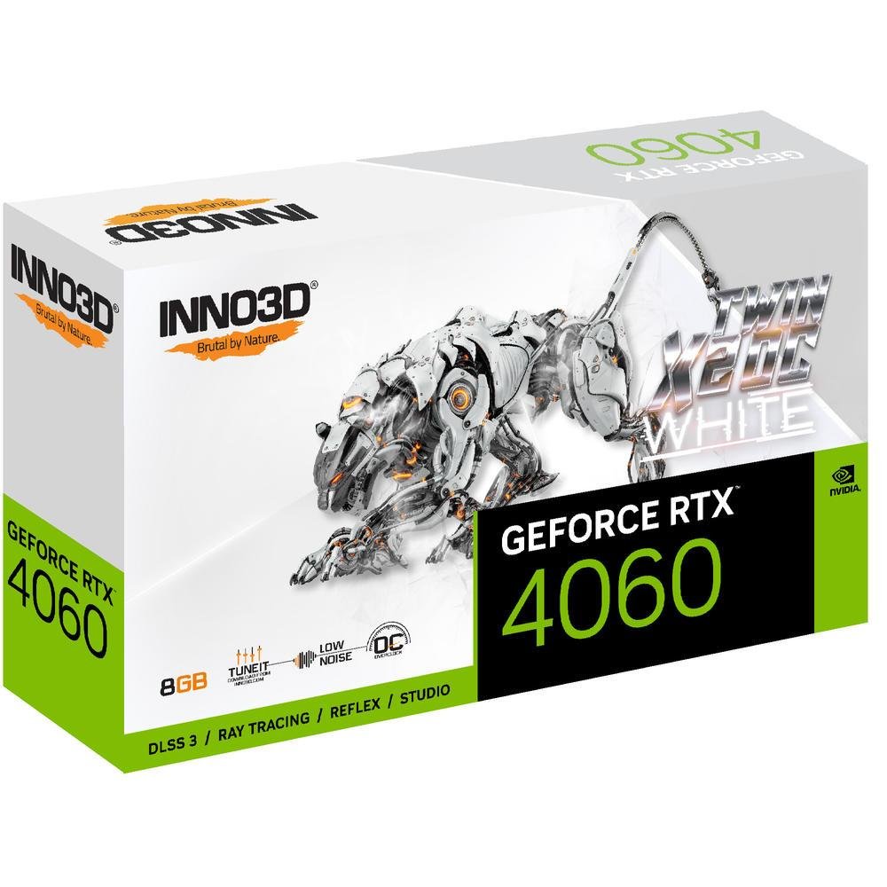 Placa de Vídeo Gpu Inno3d Geforce RTX 4060 Twin X2 Oc White, 8GB, GDDR6, 128-bit N40602-08d6x-173051w