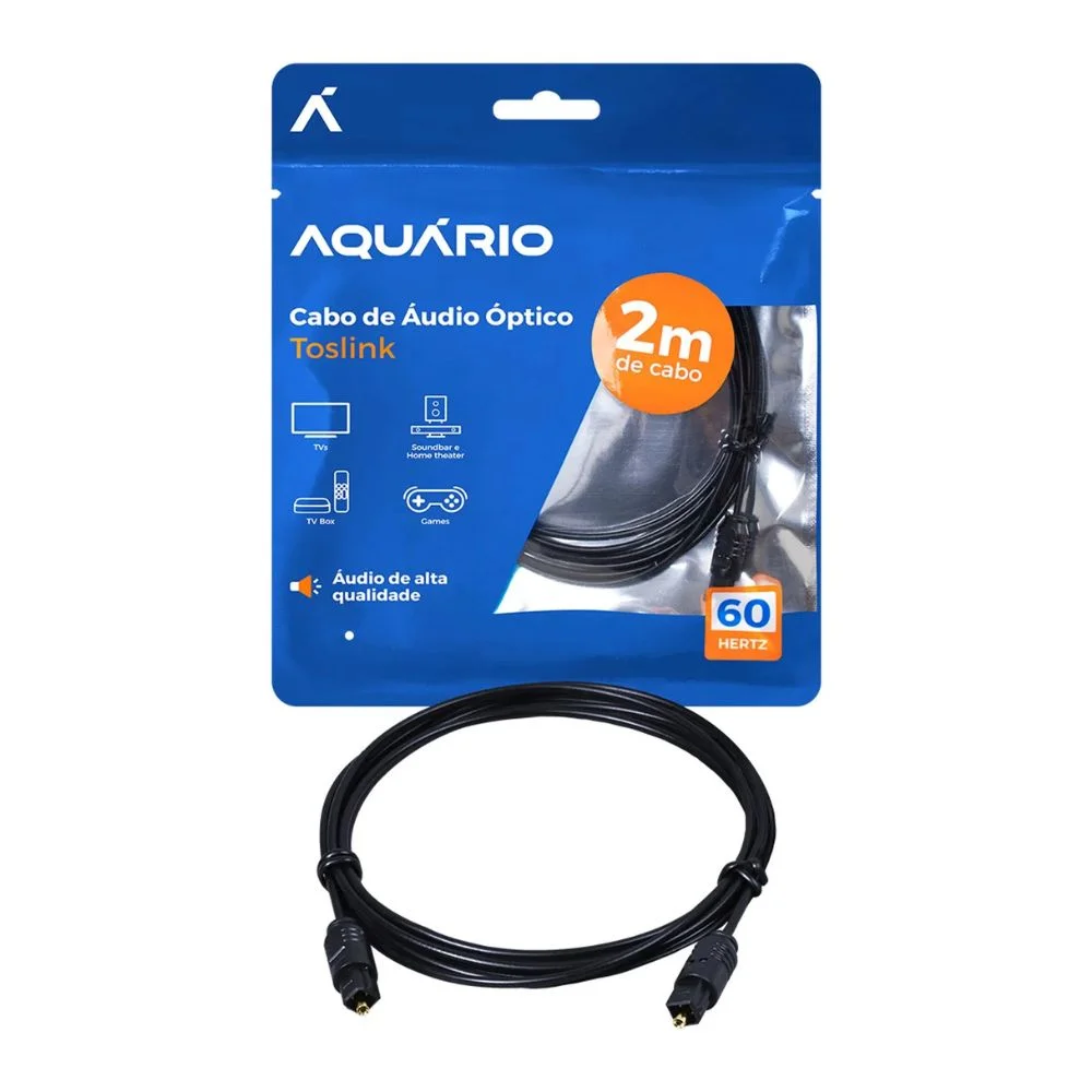 Imagem 5 de 5 do produto Cabo de Áudio Optico Toslink Aquario Tsk20 - 2 Metros