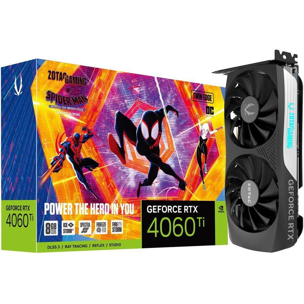GeForce RTX 4060 Ti スパイダーバースコラボ Placa De Vídeo RTX 4060 Ti SpiderMan 8GB KaBuM