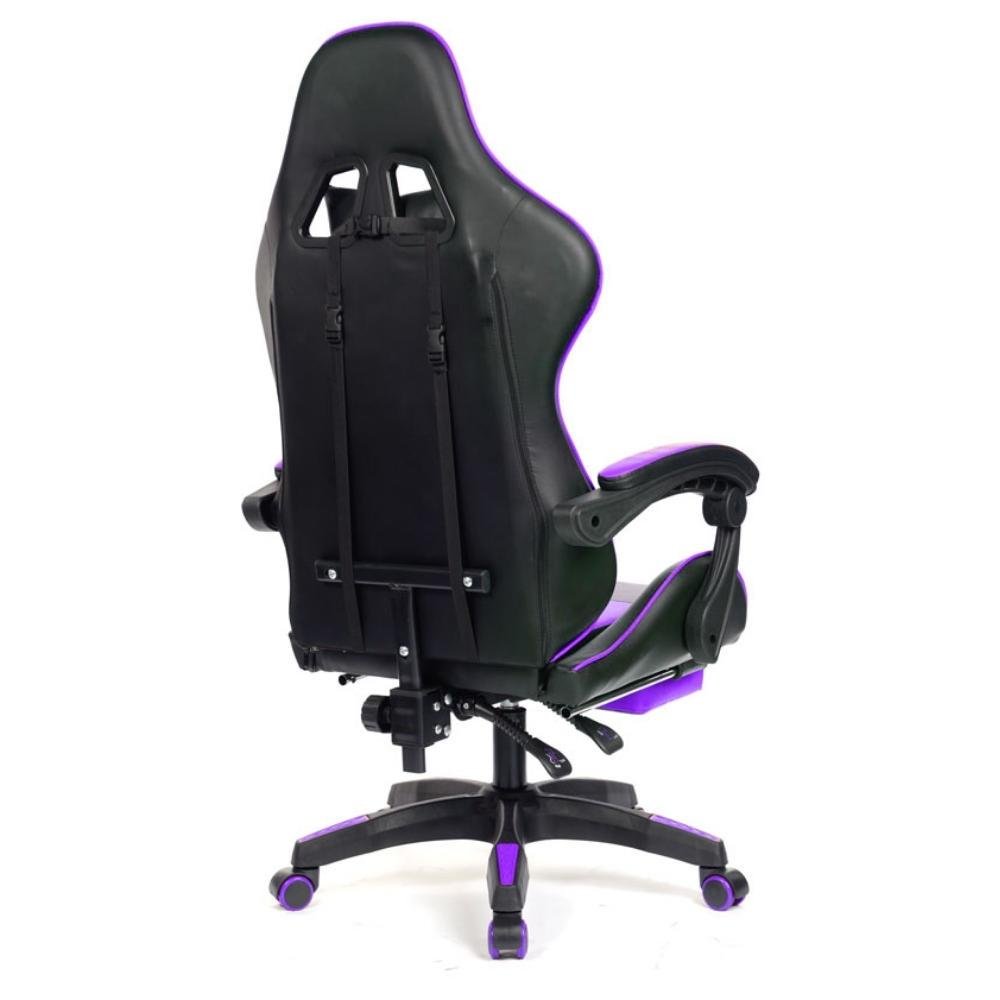 Imagem 2 de 5 do produto Cadeira Gamer Prizi JX-1039PU, Até 120Kg, Ajustável, Com Almofadas, Roxa