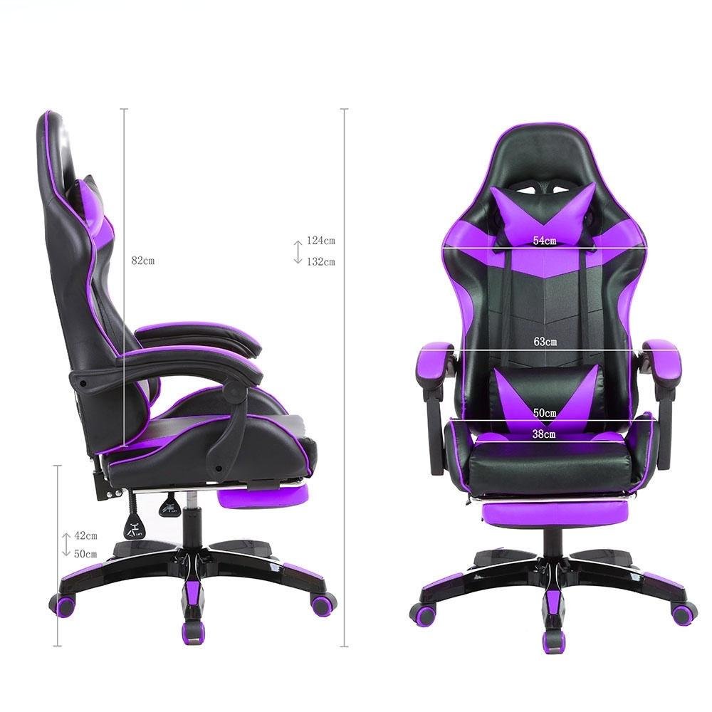 Imagem 4 de 5 do produto Cadeira Gamer Prizi JX-1039PU, Até 120Kg, Ajustável, Com Almofadas, Roxa