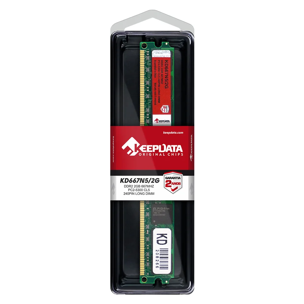 Memória Keepdata, 2GB, 667MHz, DDR2, Para Desktop - Kd667n5/2g Memória Keepdata, 2GB, 667MHz, DDR2, Para Desktop - Kd667n5/2g