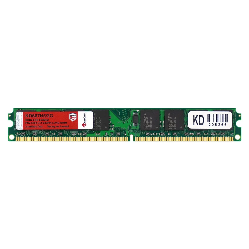 Memória Keepdata, 2GB, 667MHz, DDR2, Para Desktop - Kd667n5/2g Memória Keepdata, 2GB, 667MHz, DDR2, Para Desktop - Kd667n5/2g