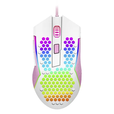 Mouse Gamer Redragon Reaping Elite, RGB, Branco Com Rosa - M987wp