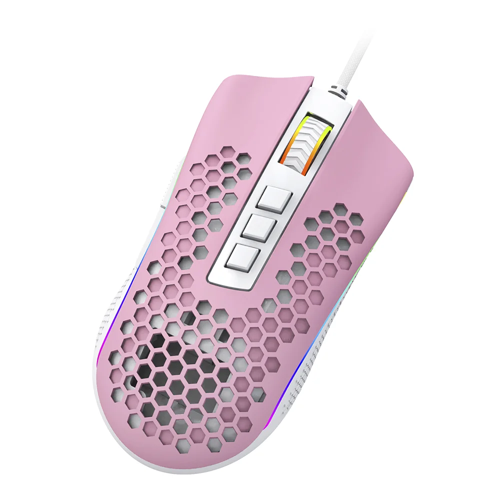Imagem 4 de 5 do produto Mouse Gamer Redragon Storm, RGB, Rosa Com Branco - M808pw