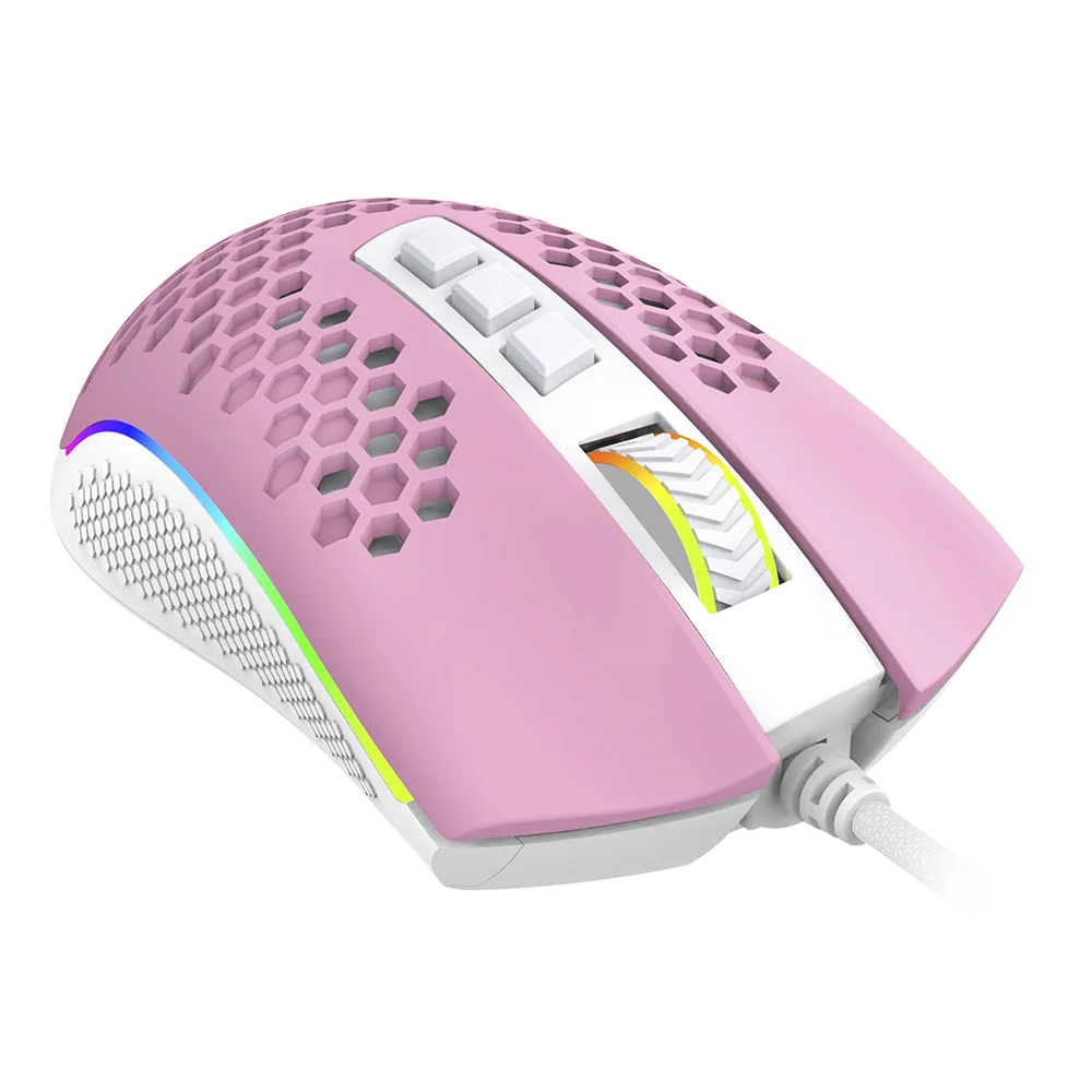 Imagem 5 de 5 do produto Mouse Gamer Redragon Storm, RGB, Rosa Com Branco - M808pw