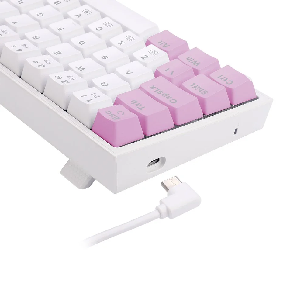Imagem 4 de 5 do produto Teclado Gamer Redragon Castor, RGB, Switch Brown, Idioma Português, Branco Com Rosa - K631wp