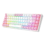 Teclado Gamer Redragon Castor, RGB, Switch Blue, Idioma Português B, Branco Com Rosa - K631wp