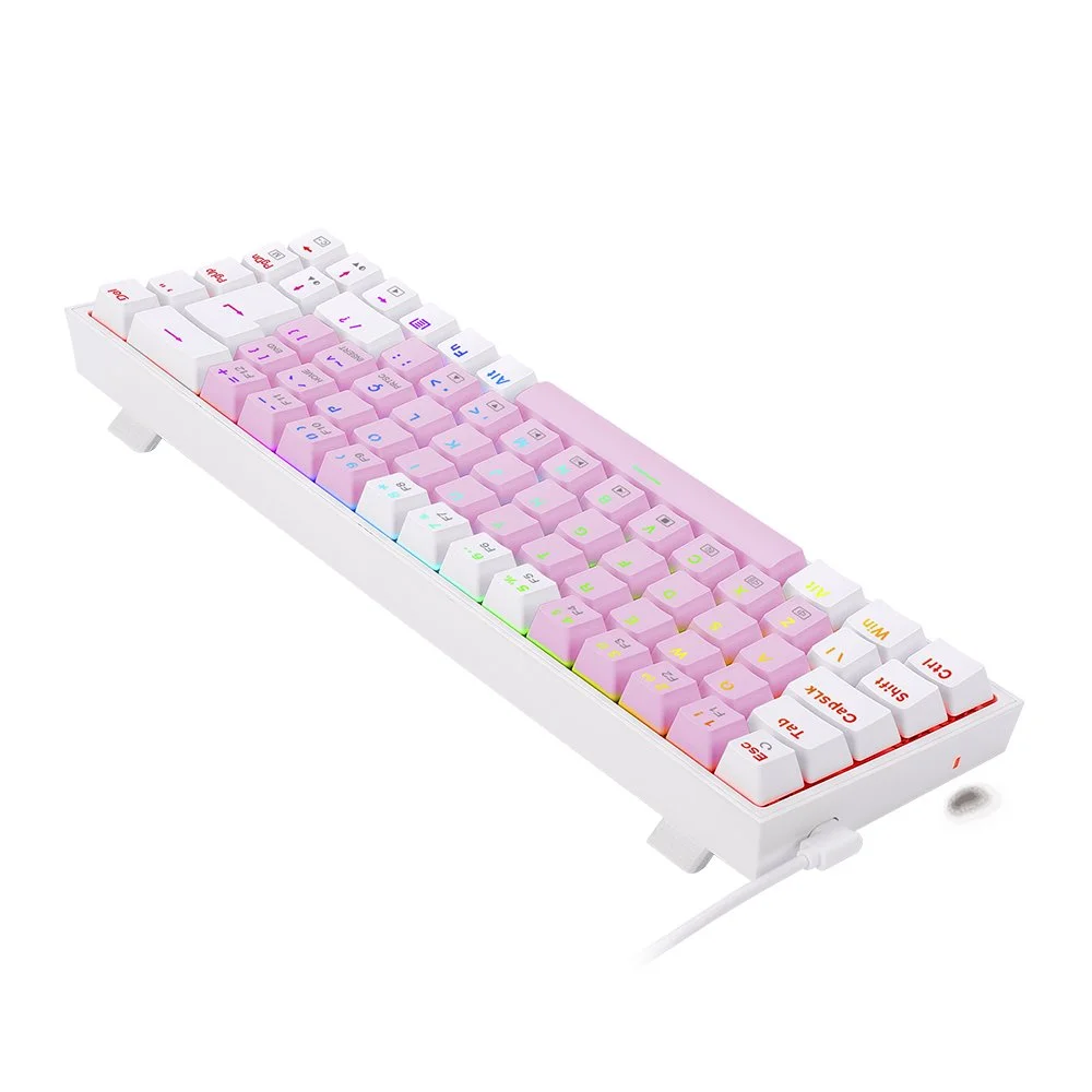 Imagem 5 de 5 do produto Teclado Gamer Redragon Castor, RGB, Switch Brown, Idioma Português, Rosa Com Branco - K631pw