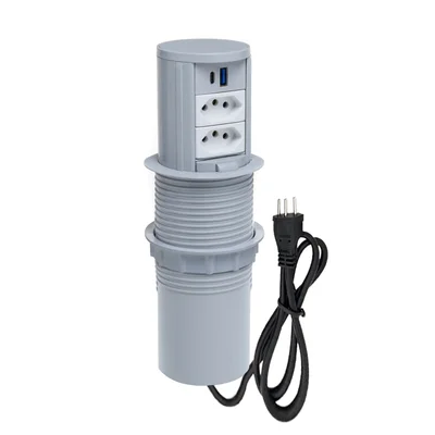Torre De Tomada Totem Slim Manual,2 Tomadas 10a 2 USB 9.0a,cinza