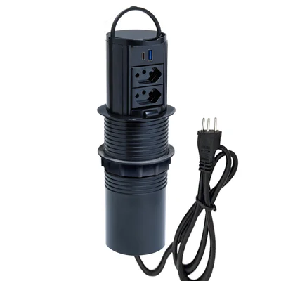 Torre De Tomada Totem Slim Manual Alça, 2 Tomada 20a 2 USB 9.0,preto