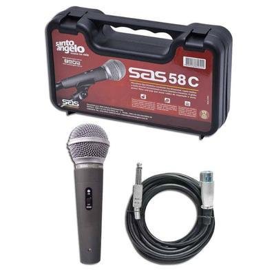 Microfone Santo Angelo Sas58c, Com Chave E Estojo, Com Fio 5m,  Xlr X P10
