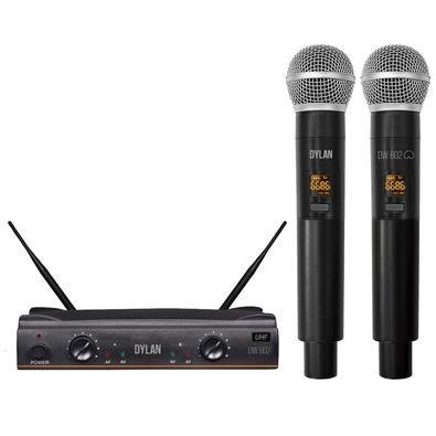 Microfone Dylan, Duplo Sem Fio, Uhf 2 De Mão, Dw602g3palco Max