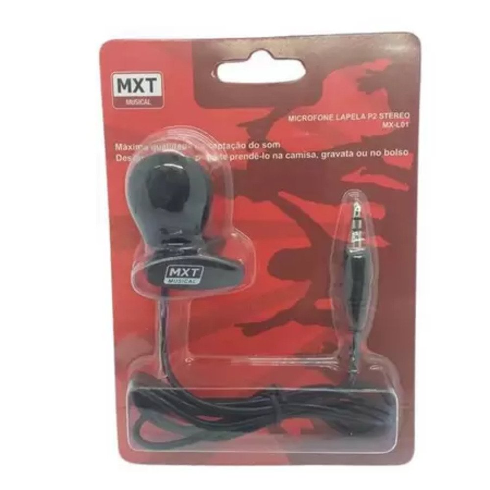 Microfone Mxt Max Lapela, P2 Stereo, Cabo 90cm, Mxl01, Max541150