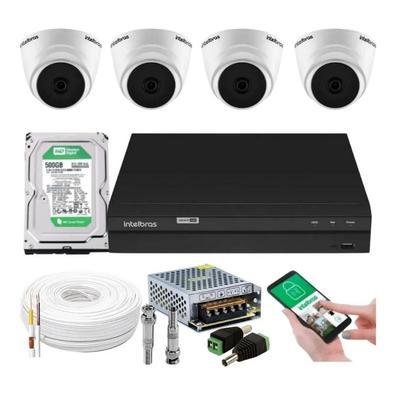 Kit 4 Camera De Seguranca, Intelbras Dome Vhl 1120d, Dvr 4 Canais Multi HD