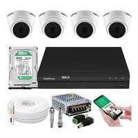 Kit 4 Camera De Seguranca, Intelbras Dome Vhl 1120d, Dvr 4 Canais Multi HD