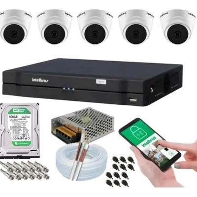 Kit 5 Camera De Seguranca Intelbras Dome, Vhl 1120d, Dvr 8 Canais Multi HD