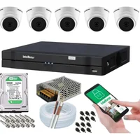 Kit 5 Camera De Seguranca Intelbras Dome, Vhl 1120d, Dvr 8 Canais Multi HD