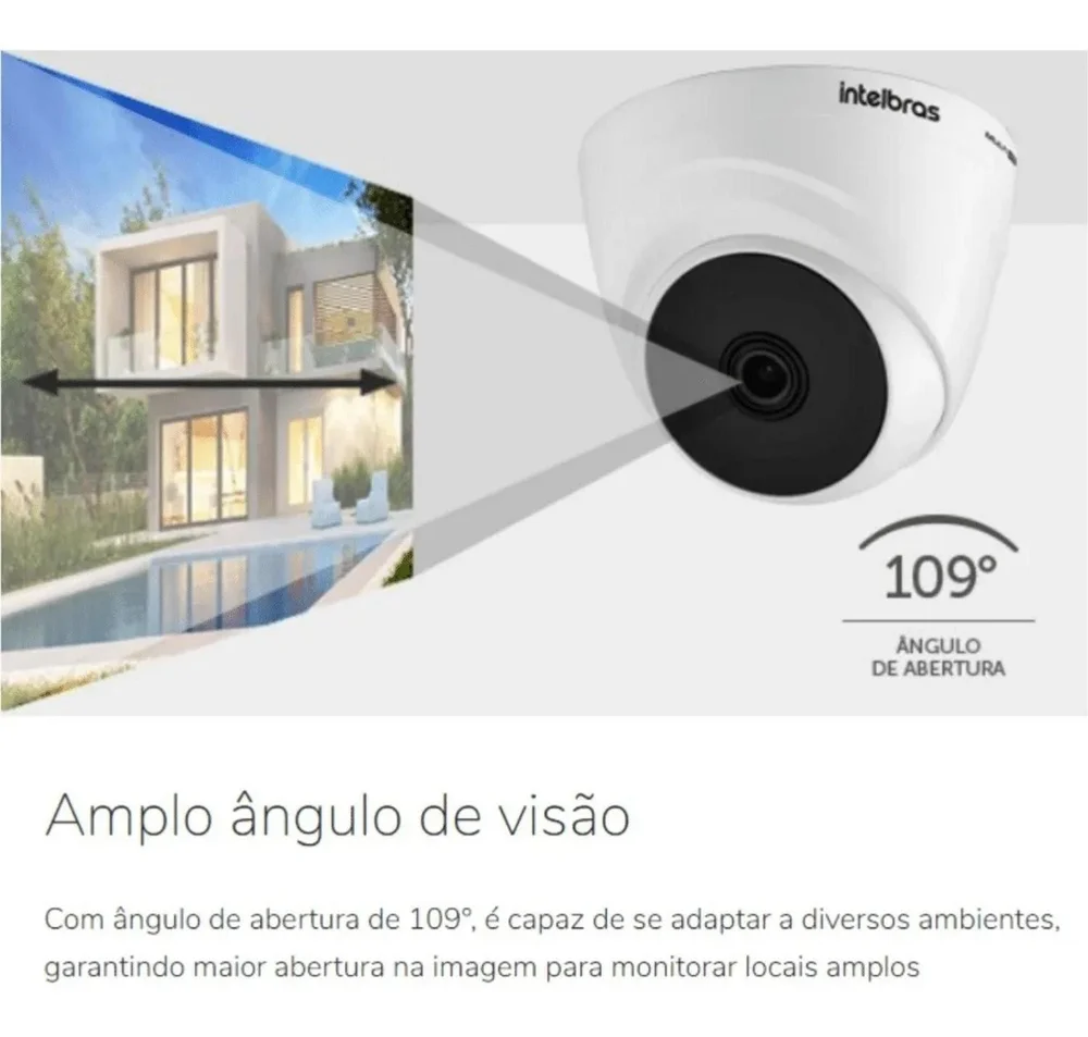 Imagem 4 de 5 do produto Kit 5 Camera De Seguranca Intelbras Dome, Vhl 1120d, Dvr 8 Canais Multi HD