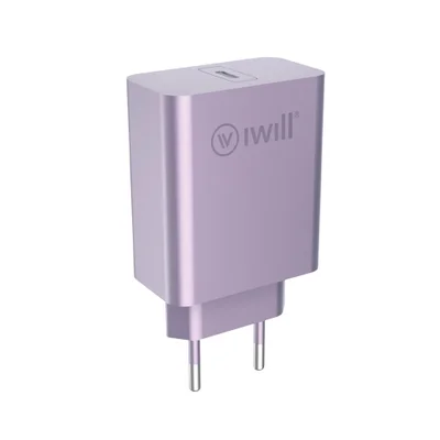 Adaptador De Parede Iwill, Com 1 USB-C PD, 20W, Lilás - PD Charger