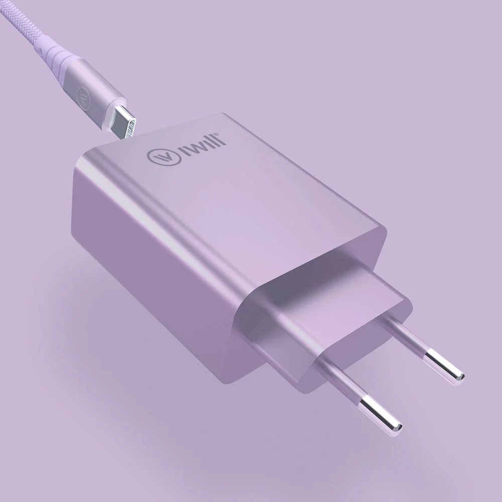 Imagem 2 de 5 do produto Adaptador De Parede Iwill, Com 1 USB-C PD, 20W, Lilás - PD Charger