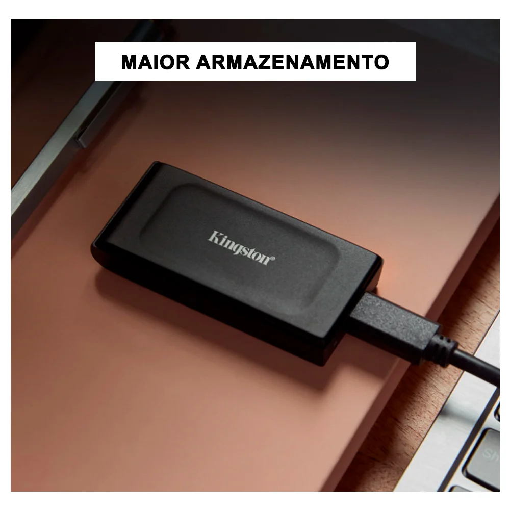 Imagem 3 de 5 do produto SSD Externo Kingston 1tb Portátil Xs1000 - Preto, Prata - sxs1000/1000g.