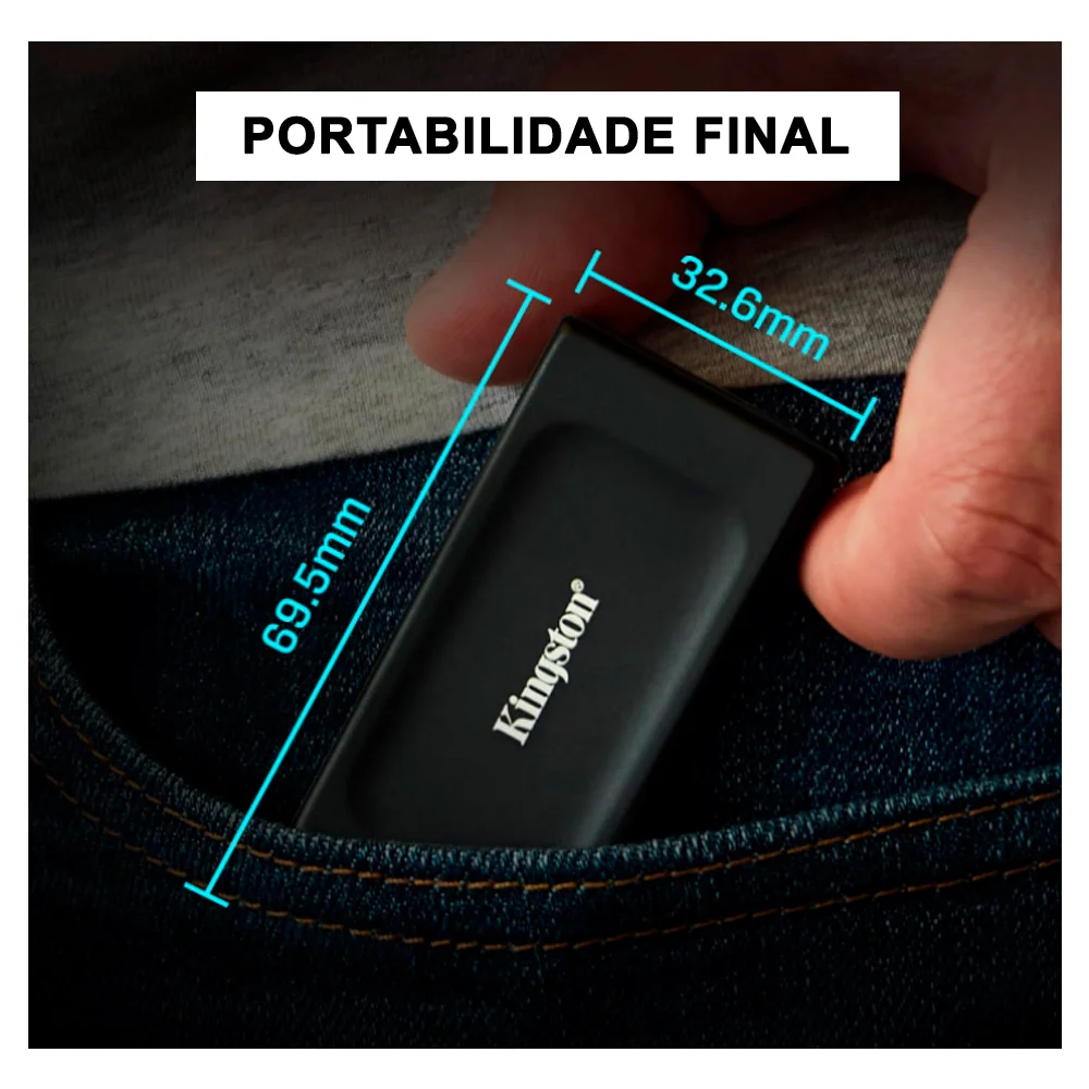 Imagem 5 de 5 do produto SSD Externo Kingston 1tb Portátil Xs1000 - Preto, Prata - sxs1000/1000g.