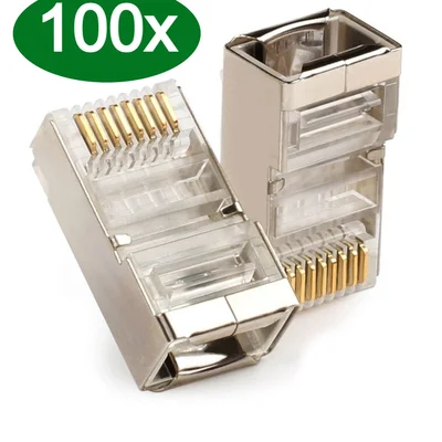 100x Conector Rj45 Cat6 Blindado Macho Plug Rede Gigabit Lan