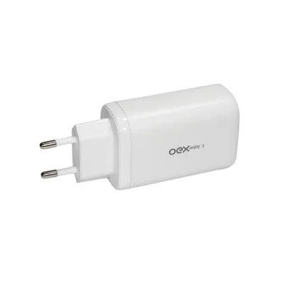 Carregador de Tomada OEX, USB + 2 Entradas Tipo C, Branco - Cg209