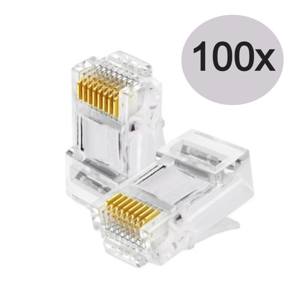 Imagem 2 de 3 do produto 100x Conector Rj45 Cat5e Macho Tomada De Rede Lan Internet