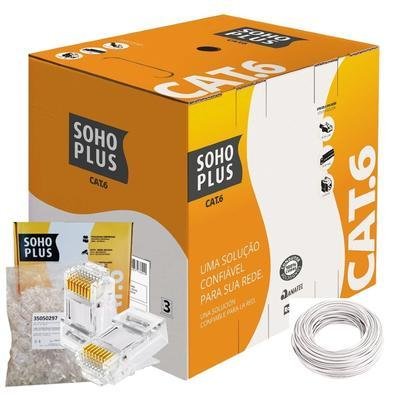 25 Metros De Cabo+10 Conector Rj45 Cat6 Furukawa Sohoplus - Branco